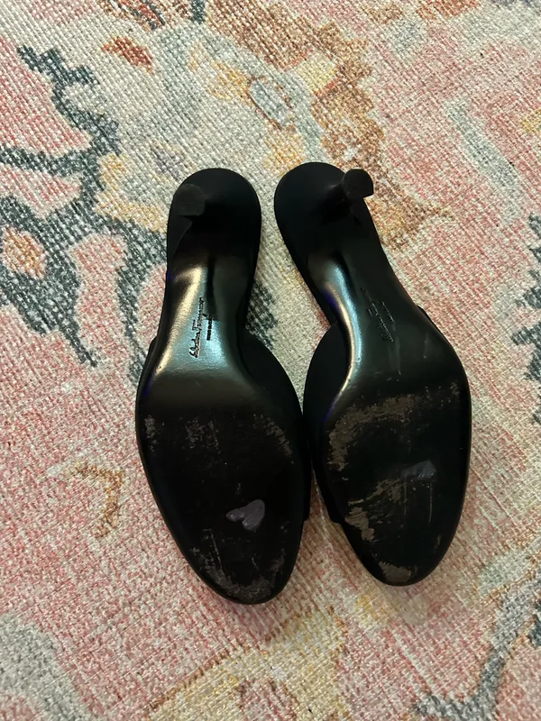 Ferragamo Salvatore Black Kitten Vintage Heels - Image 3