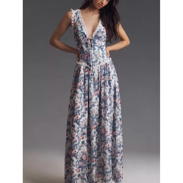 For Love And Lemons Floral Audrey Maxi Dress Small Petite - Image 2