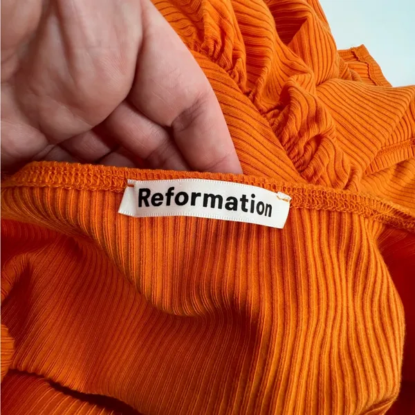 Reformation Formosa Ribbed Midi Dress Ochre Sz‎ Small - Image 6