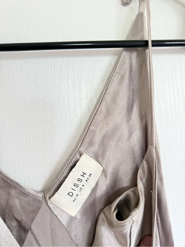 DISSH Simone Slip Dress in Pewter Satin - Image 4