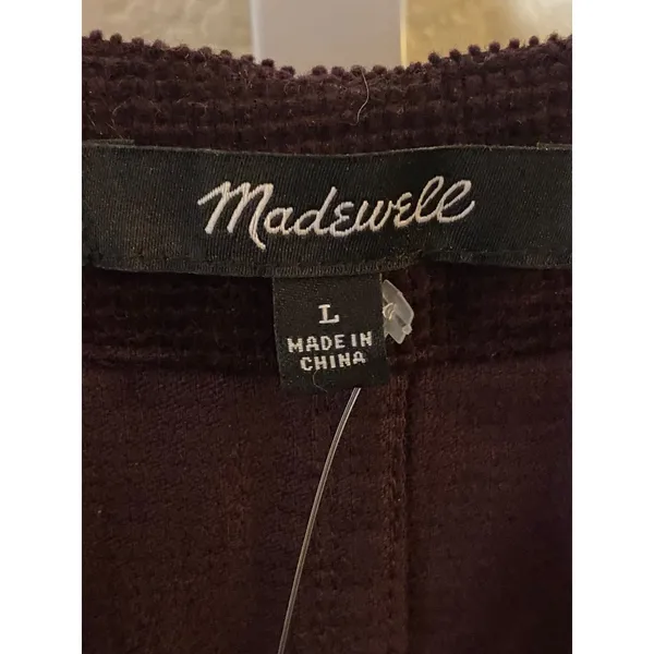 New Women's Madewell‎ Waffle-Knit Relaxed V-Neck Top Sz L - Image 6