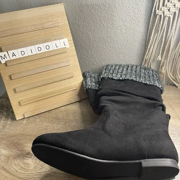 Shiekh Black Tall Suede Boots - Image 3