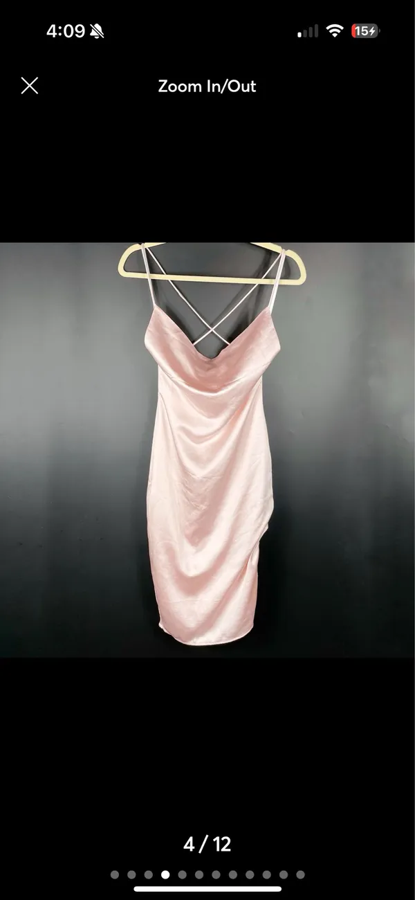 Revolve Superdown Billie Drape Midi Dress Sating Pink Slip Criss Cross Back Small - Image 4