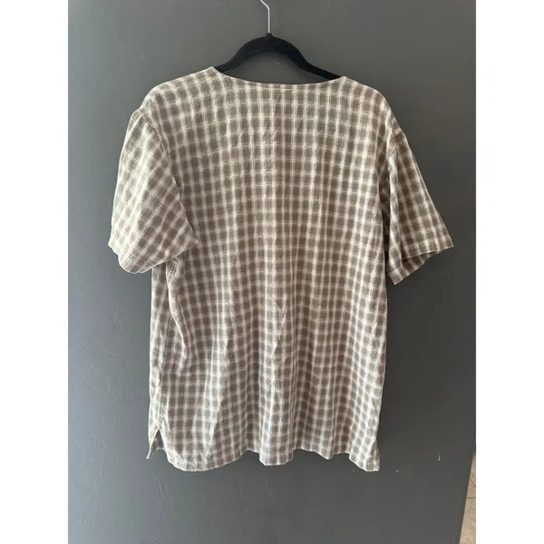 Northern Reflections Vintage Cottage Country L Plaid Cotton Button Shirt V-Neck - Image 5