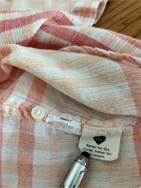 Madewell Central Tunic Shirt White Pink Gingham Size M - Image 13