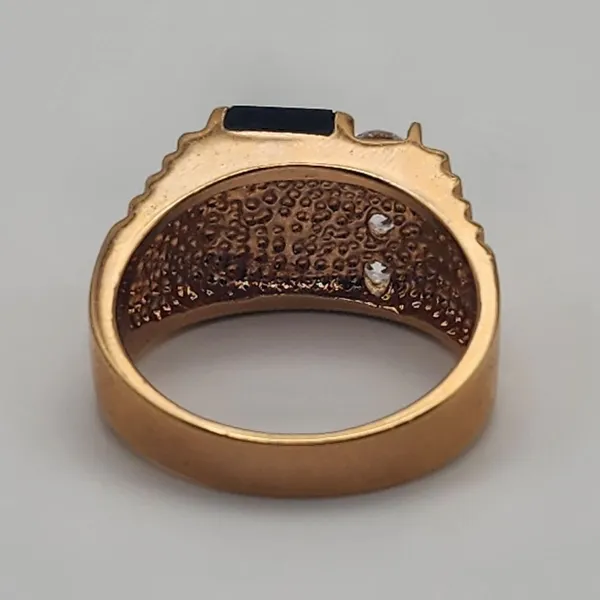 Park Lane Art Deco Gold Tone Onyx & CZ Ring (11) - Image 6