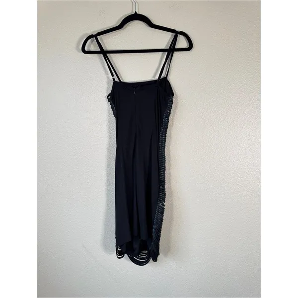 Beulah Black Faux Leather Fringe Mini Dress Womens S Whimsigoth Goth Grunge - Image 9
