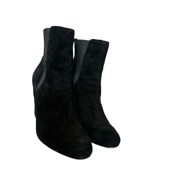 Steve Madden Effect suede leather slip on heeled boots sz 9 women’s biker edgy c - Image 5