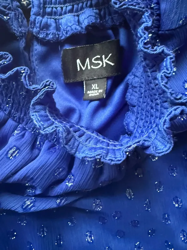 MSK Royal Blue Metallic Swiss-Dot Tiered Ruffle Dress Size XL - Image 2