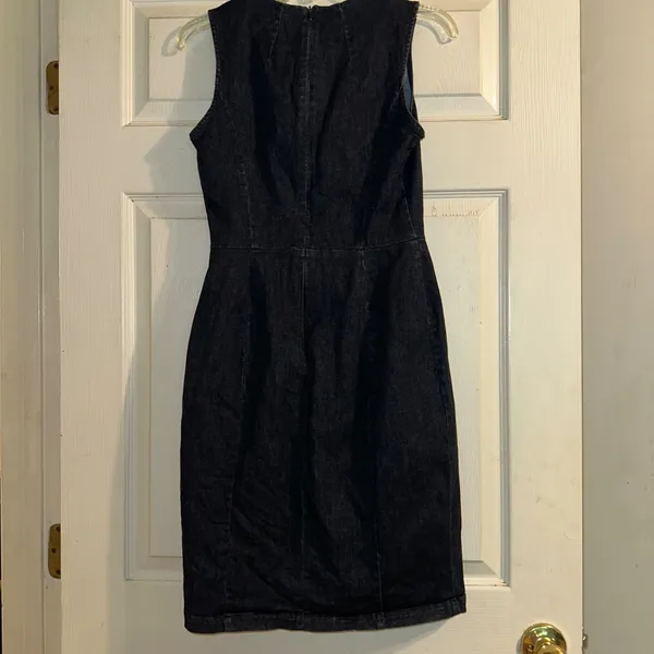Alexia‎ Admor Sleeveless Denim Mini Dress With Floral Applique V-neck Women's 6 - Image 5