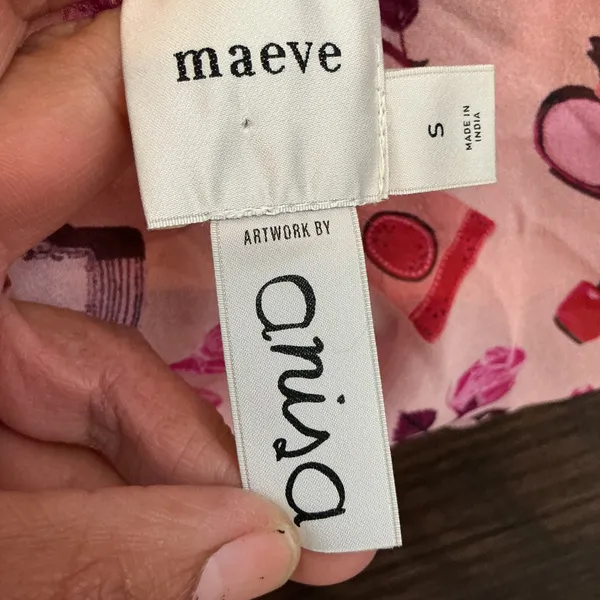 Maeve Anthropologie Anisa Perfume Floral Smocked Peplum Top Pink S Velvet Trim - Image 5