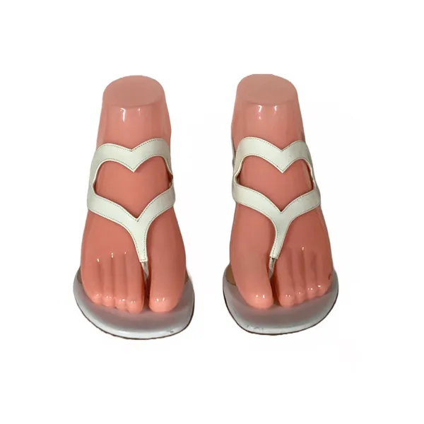Martin Clay White Patent Leather Heart Theme Block Heel Sandals (36) - Image 2