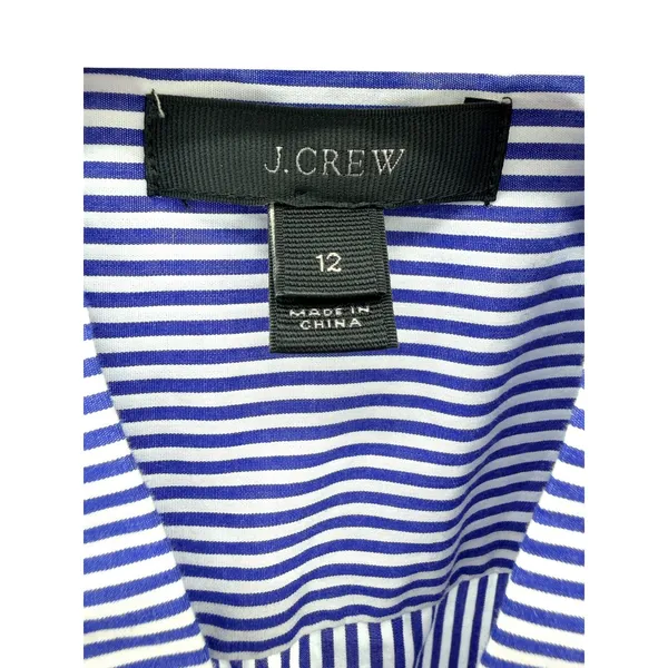 J.Crew Womens Blue White Striped Split Neck Bell‎ Sleeve Cotton Blouse Top 12 - Image 3