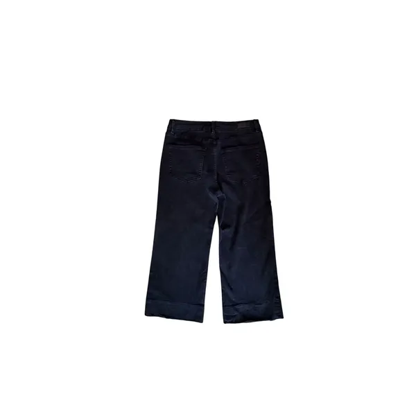 Umgee Black Denim Wide Leg Cropped Raw Hem Pants J4040 - Image 8