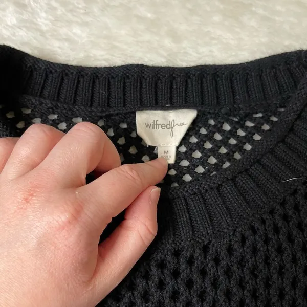 Black Aritzia Wilfred Free Black Open Knit Sweater - Image 4