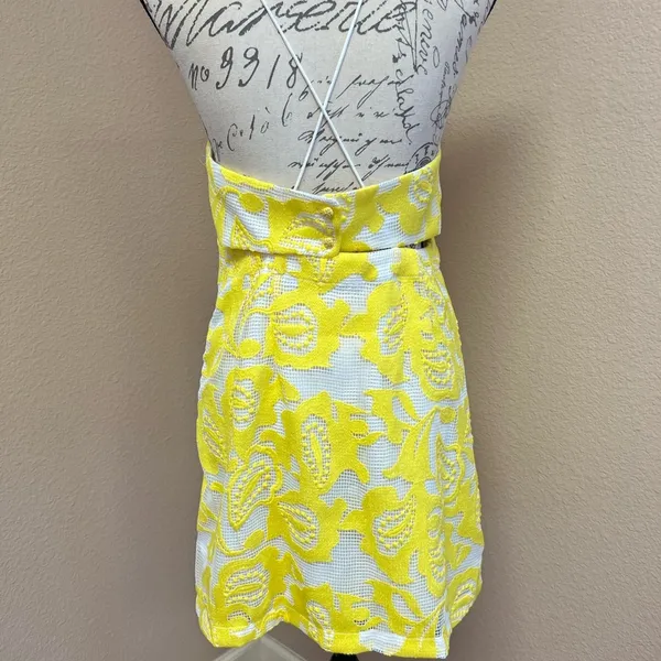 Maeve by Anthropologie NWT Yellow Embroidered Lace Mini Dress Size 6 - Image 5