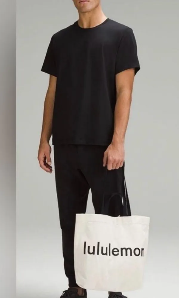 Lululemon NWT Double Handle Canvas Tote Bag 17L Snap Closure Interior Pocket - Image 4