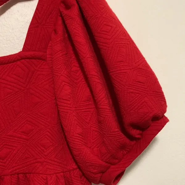 Listicle red babydoll dress with pockets & tie back woman size MEDIUM - Image 3