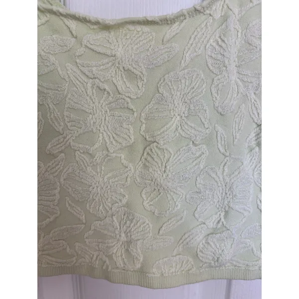 Anthropologie Light Green Hannah Seamless Textured Crop Tank S/M Floral - Image 7