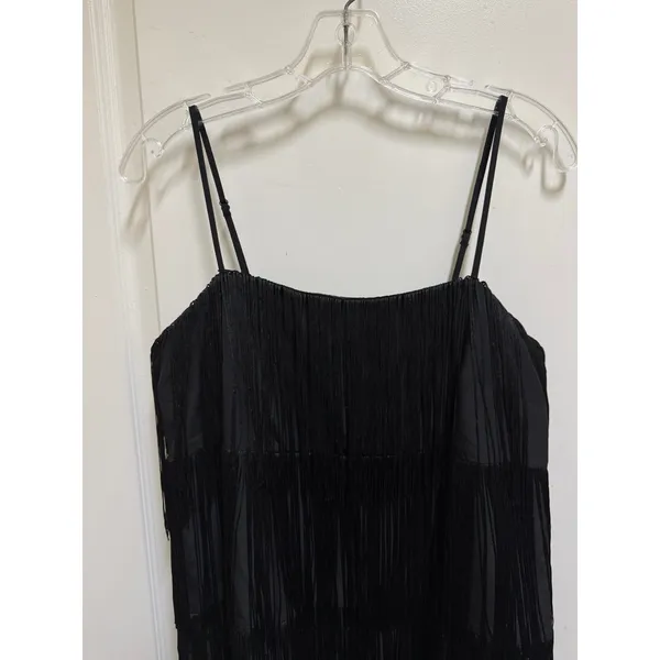 A New Day Black Fringe Tassel Mini Cocktail Party Dress Small S NEW Flapper - Image 4