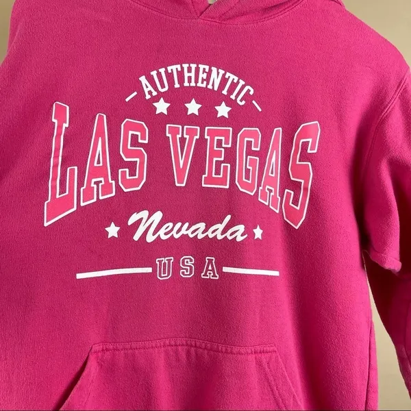 Point Women’s Size Small Hot Pink Las Vegas Nevada Hoodie Sweatshirt Vacation - Image 3
