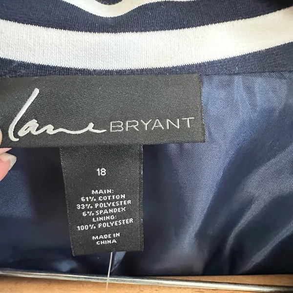 Lane Bryant Navy and White Striped Blazer Moto Zip 18 New - Image 6