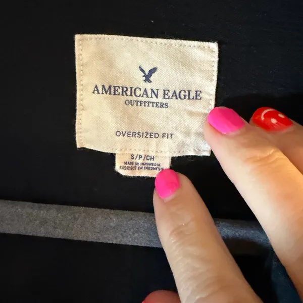 American Eagle Black Button down shirt. Size Small. - Image 3