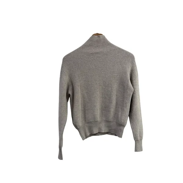 Wilfred Aritzia Wool Mock Neck Sweater Beige Ribbed Knit XS SRW4-3352-36 - Image 2