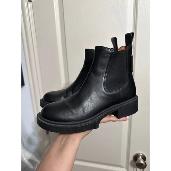 Coach Lyden Black Leather Booties Lug Sole Chelsea Ankle Boot Minimalist Utility - Image 5