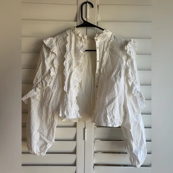 Ulla Johnson White Eyelet Lace Blouse sz 0 - Image 6