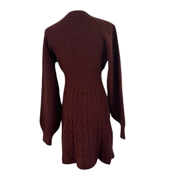 Cupshe Morning Brew Brown Mini Sweater Dress, Size Large, NWT - Image 5