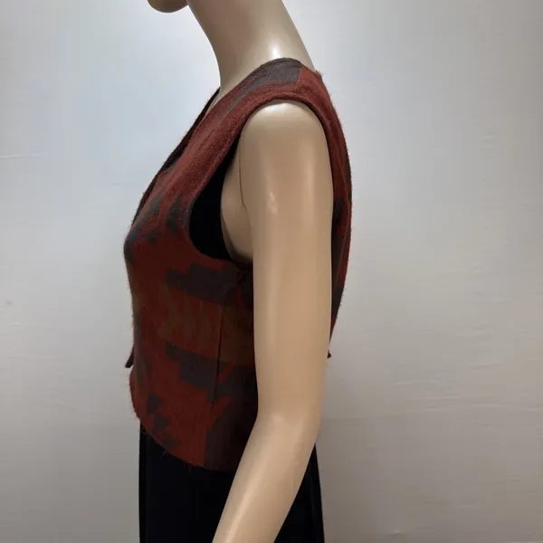 Roper Vintage Red Southwest Felt Button Vest Size S‎ Western Boho V-Neck Lined - Image 3