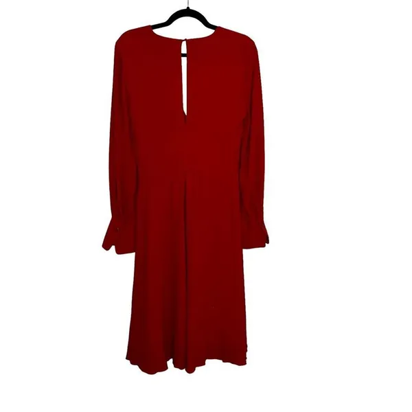 Equipment Femme Short Faun Red Twist Knot V Neck Midi Dress NWT Size 6 - Image 7