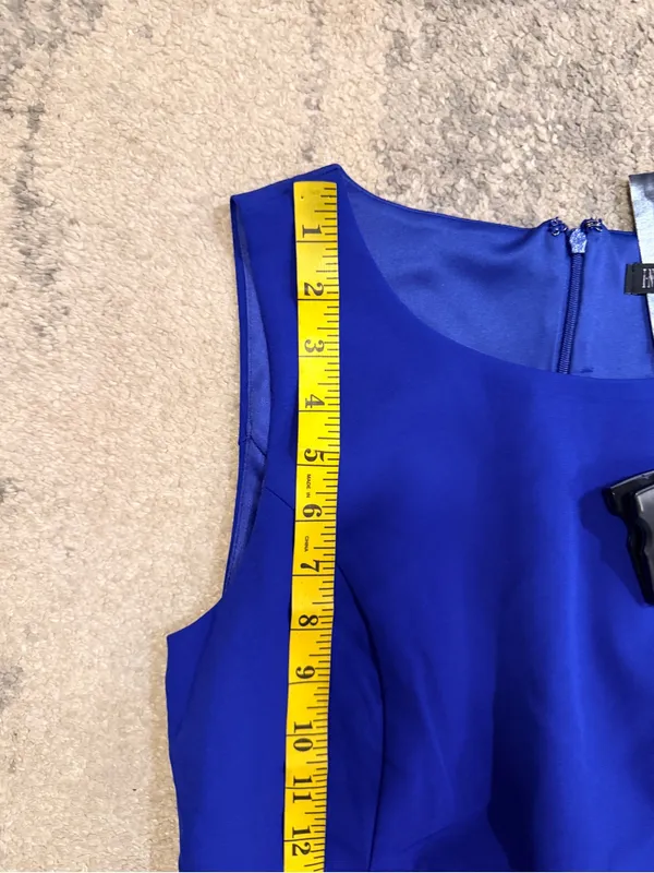 INC International Concepts Cobalt Blue High-Low Sleeveless Dress with Tie Waist - Image 6