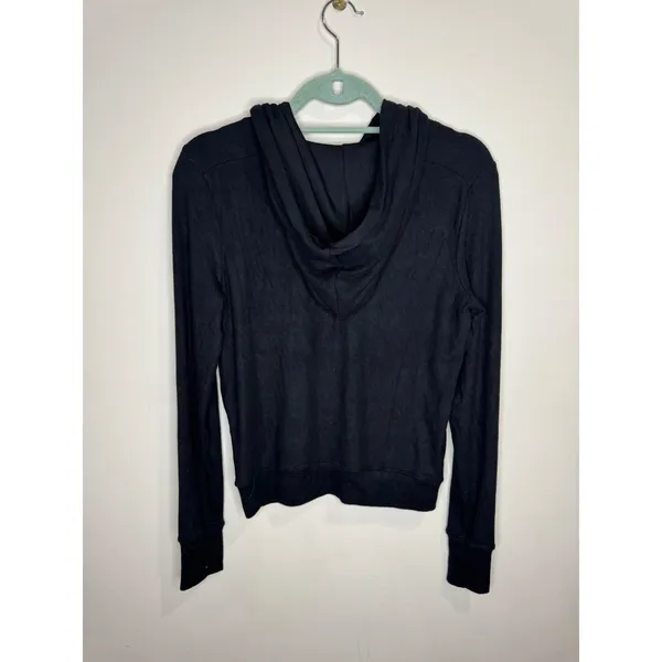 Evereve Zoey‎ Ribbed Inset Hoodie NWT sz XS Black - Image 2