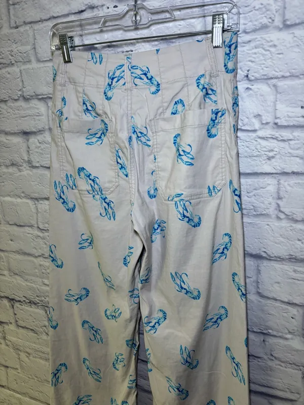 Maeve x Anthropologie Colette Blue Lobster Wide Leg High Rise Crop 25 Linen - Image 16
