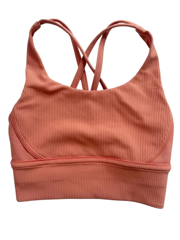 lululemon Energy Longline Ribbed Bra in Sunny Coral Size 2 - Image 3