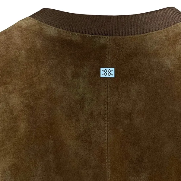 Soia & Kyo Brown Suede‎ Zip Jacket Ribbed Knit Slim Fit XS Chic Moto Minimalist - Image 3