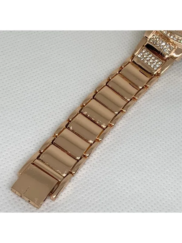 Folio rose gold tone women’s watch rhinestones 33mm quartz up to 7.5” running - Image 5