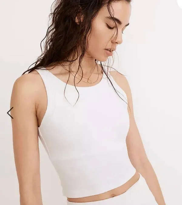 Madewell NWT MWL Flex Cutout-Back Tank White Activewear Workou - Image 2