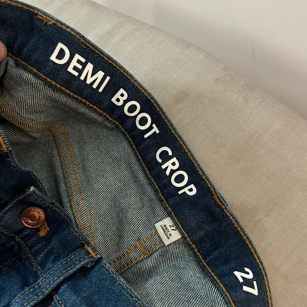 J. Crew Blue Whiskered Cutoff Hem 9 Inch Billie Demi Boot Crop Jeans Size 27 - Image 9