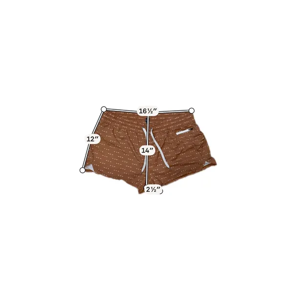 Vuori Clementine Brown Arrow Print Running Shorts Drawstring Lined XL Gorpcore - Image 5