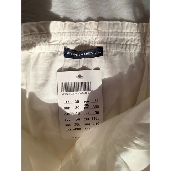 NWT Brandy Melville White Cotton Babydoll Mini Dress Lace Trim Button Front OS - Image 6