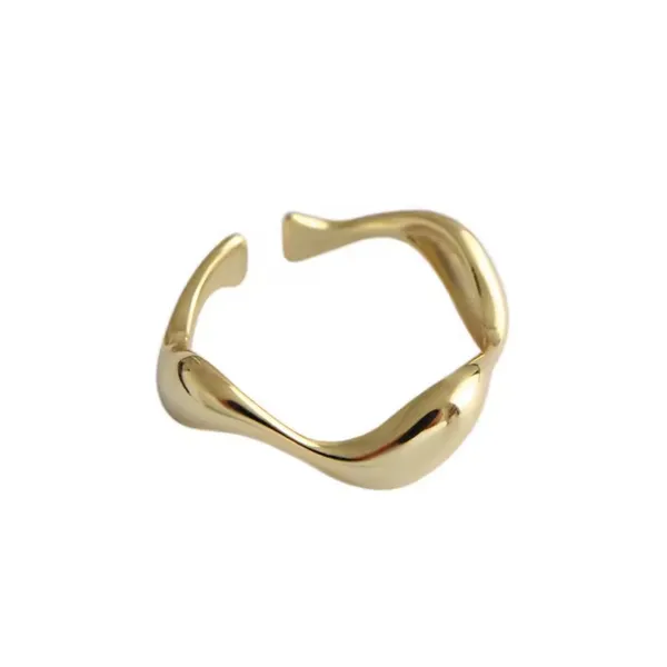 🆕 Yellow‎ Gold Wave Ring Gold Plated 925 Sterling Silver | Adjustable - Image 10
