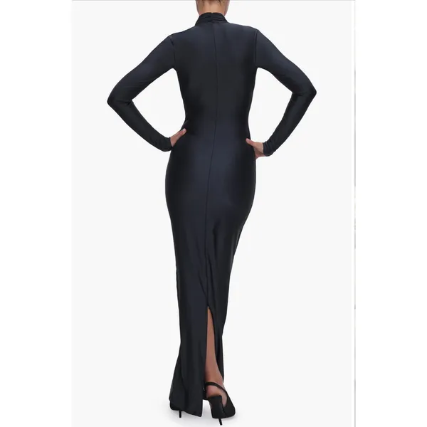 Good American Black Cowl Neck Jersey Zip Slit Dress Small NWOT - Image 19