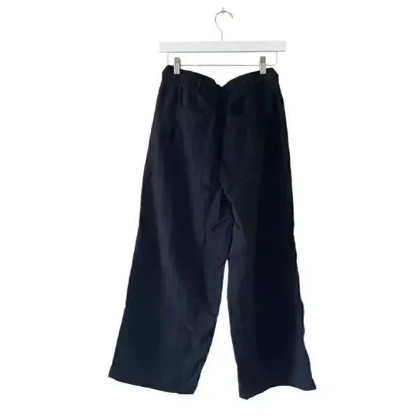 Old Navy Black Y2K Drawstring High Waisted Textured Soft Wide Leg Cozy Pants S - Image 4