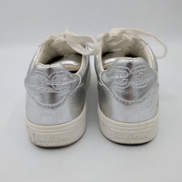 Sam Edelman Edie Silver Metallic Low Top Sneakers Womens Size 6M SE-1980‎ - Image 5