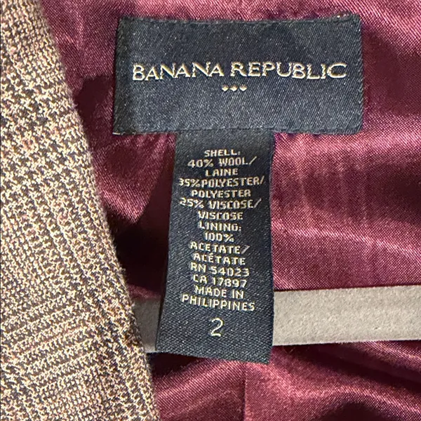 Banana Republic Women's brown plaid wool‎ blend Blazer size 2 - Image 9