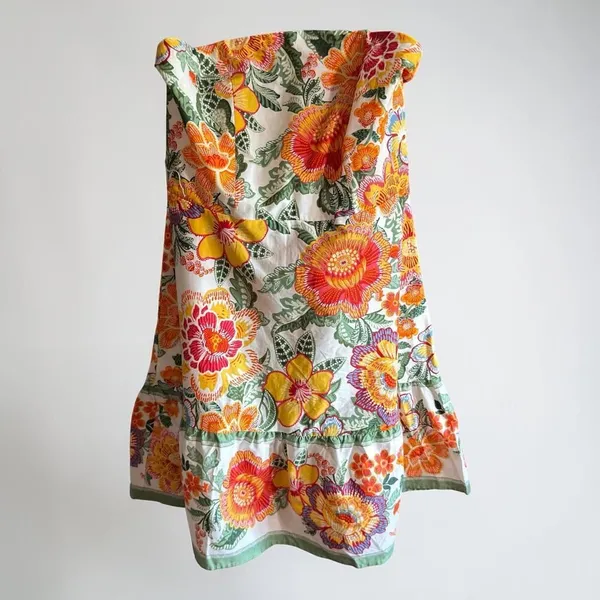 Joie Tropical Floral Strapless Mini Dress Orange Yellow Size 8 NWOT - Image 3