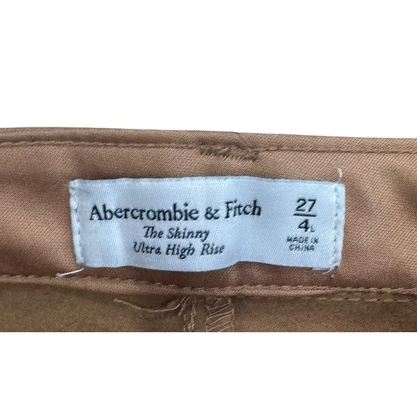 Abercrombie Faux Leather Pants Camel Brown Ultra High Rise Split Hem 4 27 - Image 4
